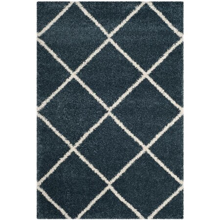 Flowers First 5 ft. 1 in. x 7 ft. 6 in. Hudson Shag Power Loomed Rug, Slate Blue & Ivory - Medium Rectangle FL1874476